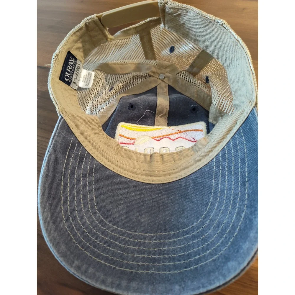 Ouray Sportswear Acadia National Park Trucker Hat Blue Tan Mesh Snapback 51287